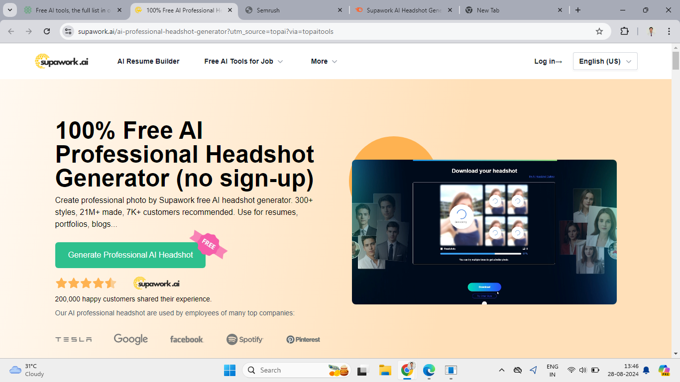 Supawork AI Headshot Generator Tool